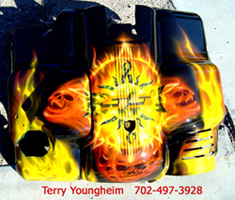 Terry Youngheim's Realistic Flames Skull Airbrushing Art 3