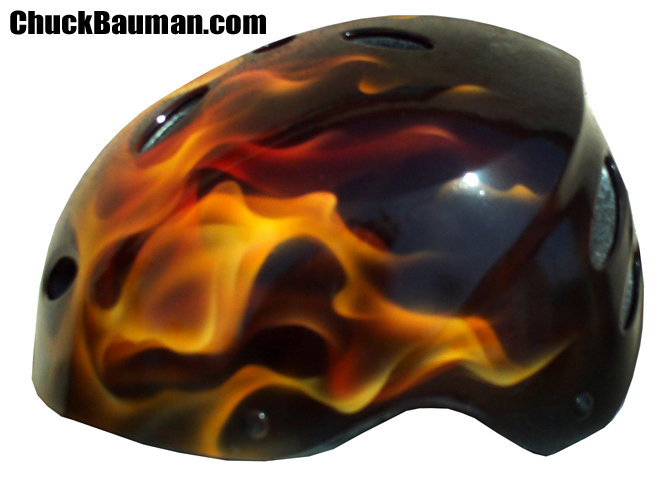Realistic flames helmet left side