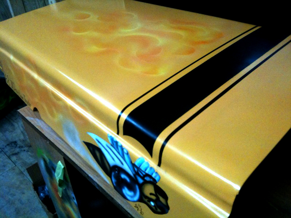 Kustom Airbrushed Hot Rod Mower Hood Art