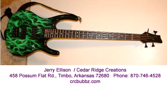 Green Realistic Flames Custom Paint Job Guitar airbrushed by Jerry Ellison