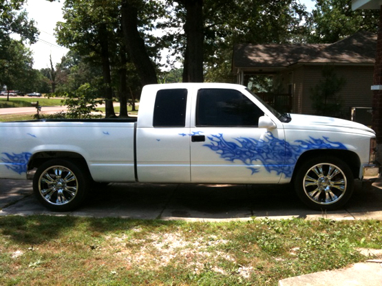 Kustom Blue Flames Pickup Truck